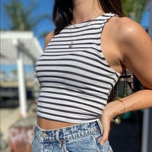 Black and White striped tank